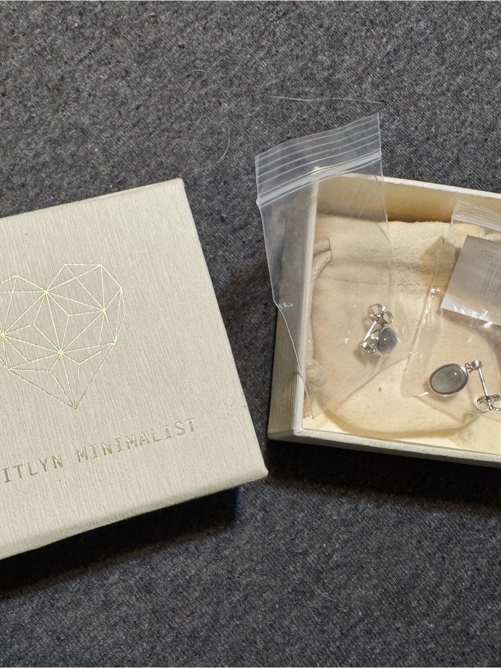 Caitlyn Minimalist Silver Oval Stud Earrings - Polished Silver Moonstone